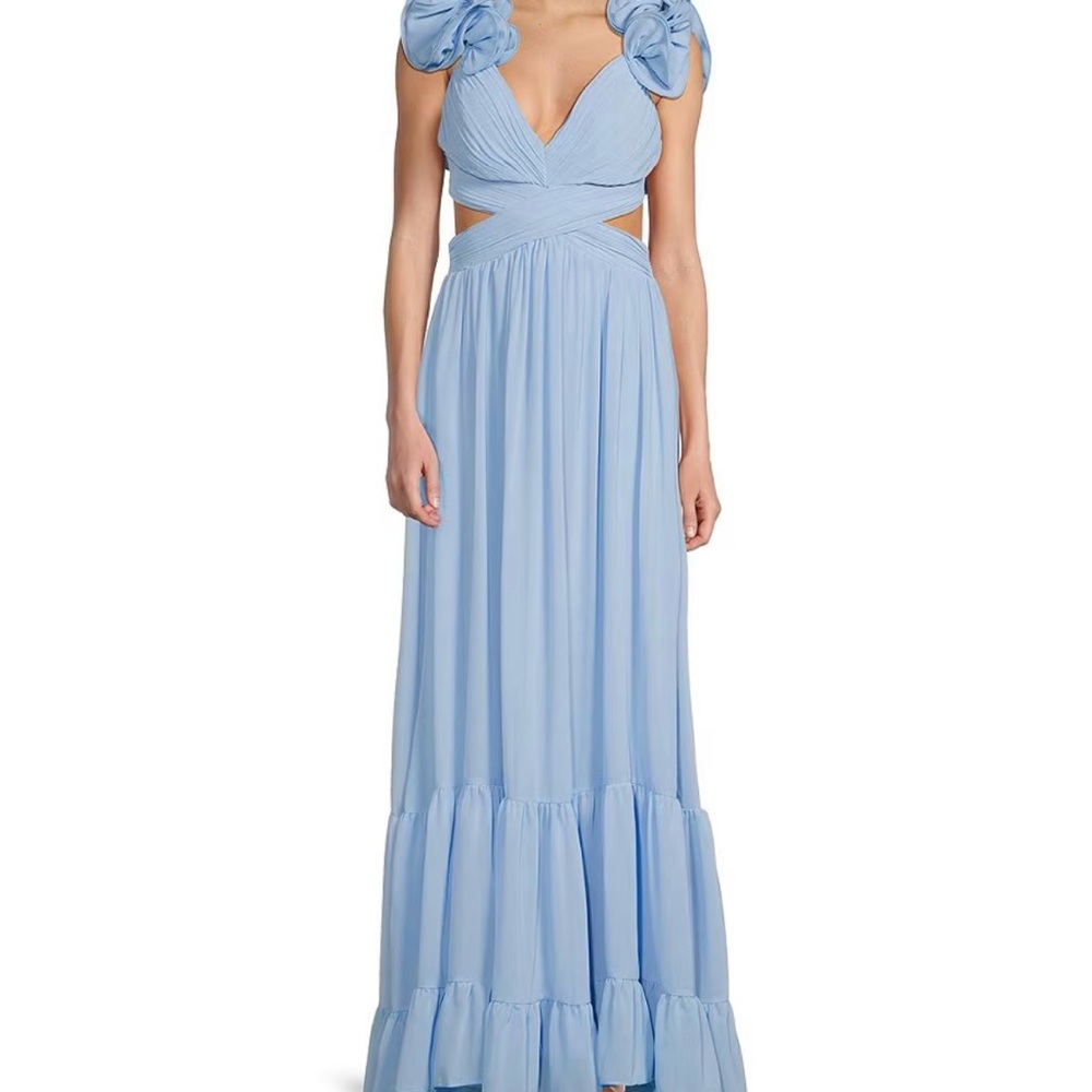 Blue Ruffle Sleeve Dress